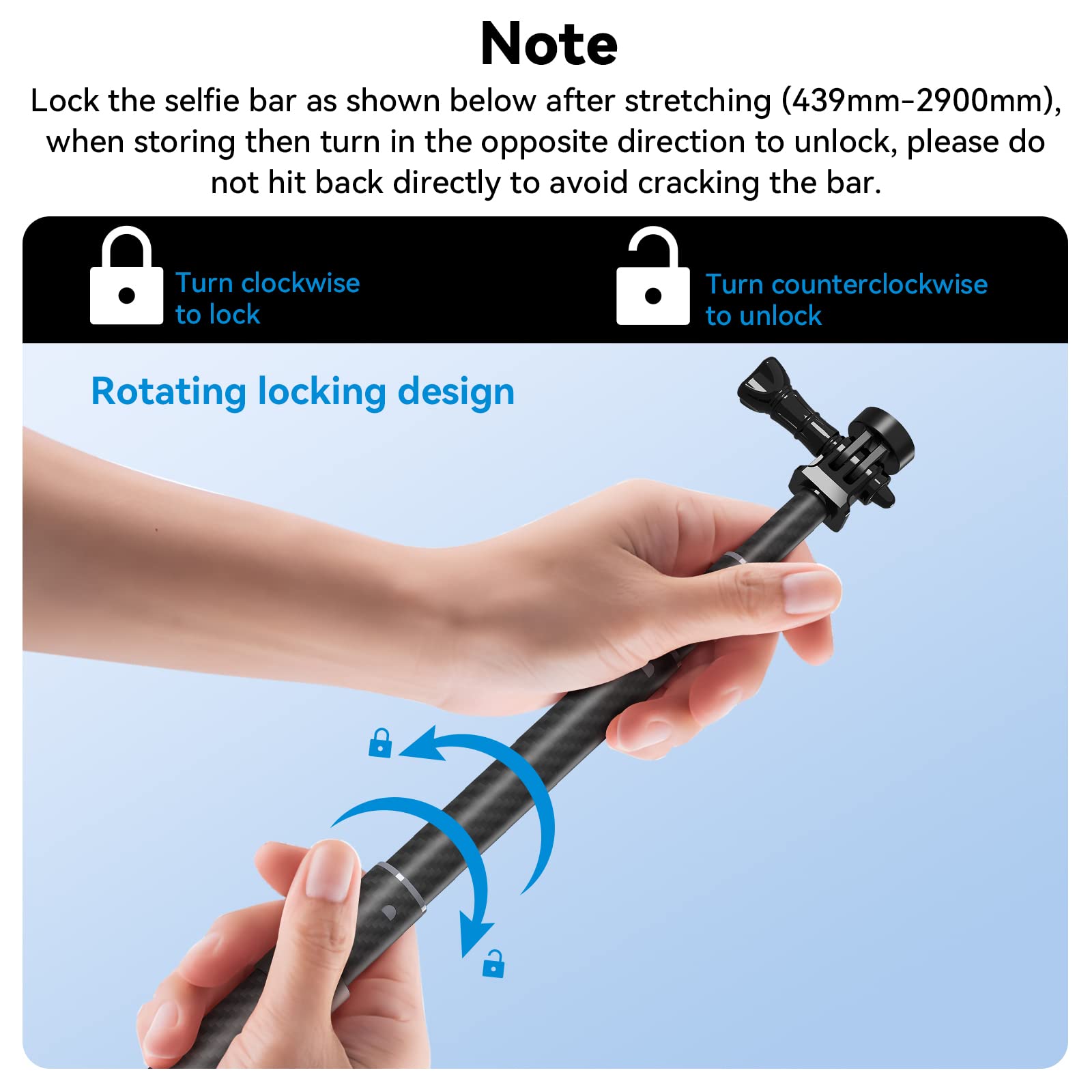Telesin G3 Selfie Stick Pole Long Invisible (118'/3M), Carbon Fiber Waterproof Underwater Monopod For Gopro Max Hero 13 12 11 10 9 8, Insta360 X3 Go3 Ace Pro, Dji Action Pocket Bike Motorcycle